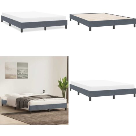Giroletto senza Materasso Grigio Scuro 160x220 cm Velluto - Letto con base a doghe - Materasso in velluto