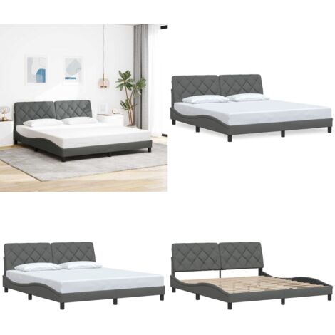 Giroletto senza Materasso Grigio Scuro 180x200 cm Tessuto - Letto con testiera - Materasso per letto