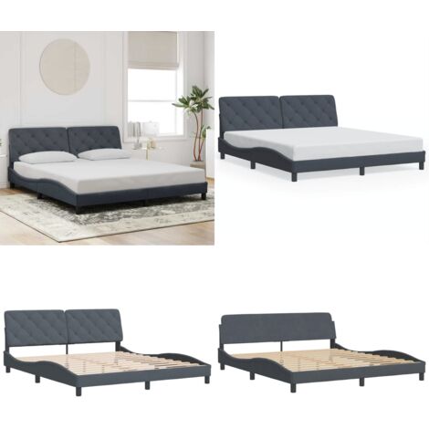Giroletto senza Materasso Grigio Scuro 180x200 cm Velluto - Materasso - Letto con testiera
