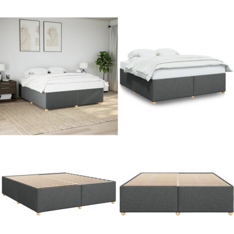 Giroletto senza Materasso Grigio Scuro 200x200 cm Tessuto - Materasso per letto - Letto con doghe