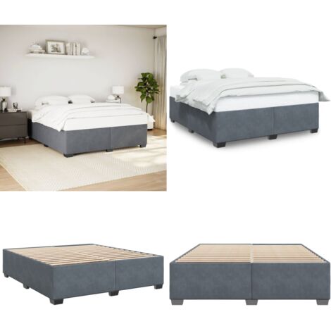 Giroletto senza Materasso Grigio Scuro 200x200 cm Velluto - Letto con doghe - Materasso per letto