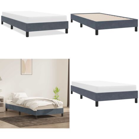 Giroletto senza Materasso Grigio Scuro 80x220 cm Velluto - Letto con base a doghe - Materasso per giroletto
