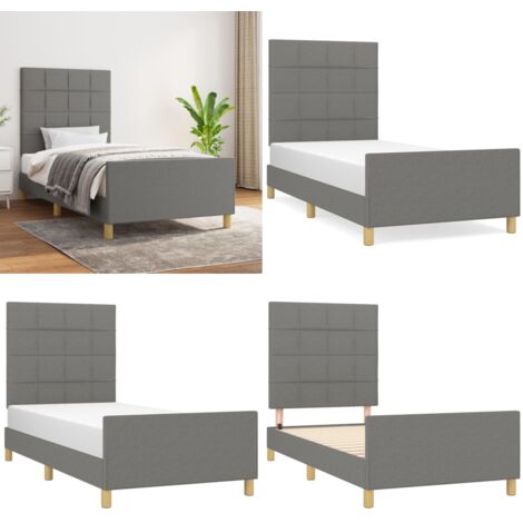 Giroletto senza Materasso Grigio Scuro 90x190 cm Tessuto - Testiera per letto - Letto con testiera