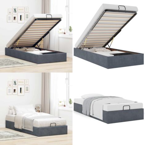 Giroletto senza Materasso Grigio Scuro 90x190 cm Velluto - Letto con stoccaggio - Letto con meccanismo di sollevamento