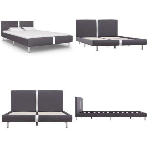 Giroletto senza Materasso Grigio Similpelle 140x200 cm - Giroletto senza materasso - Letto con testiera in similpelle