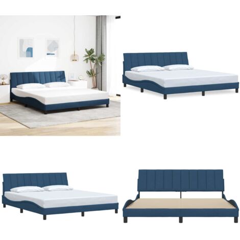 Giroletto senza Materasso Hanko Blu 180x200 cm in Tessuto - Letto con testiera - Materasso per letto