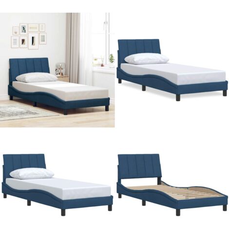 Giroletto senza Materasso Hanko Blu 90x200 cm in Tessuto - Letto con testiera - Materasso per letto