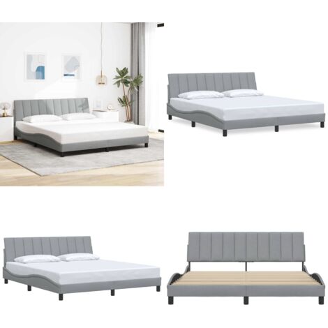 Giroletto senza Materasso Hanko Grigio Chiaro 180x200 cm Tessuto - Materasso letto - Testiera letto