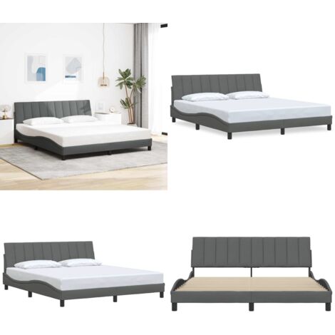 Giroletto senza Materasso Hanko Grigio Scuro 180x200 cm Tessuto - Materasso letto - Testiera letto