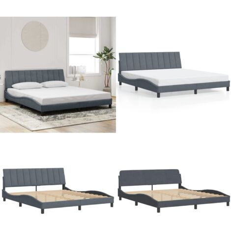 Giroletto senza Materasso Hanko Grigio Scuro 180x200 cm Velluto - Materasso - Cuscino testiera