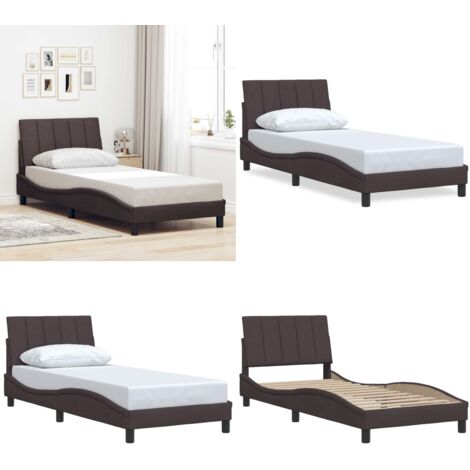 Giroletto senza Materasso Hanko Marrone Scuro 90x200 cm Tessuto - Materasso per letto - Cuscino testiera