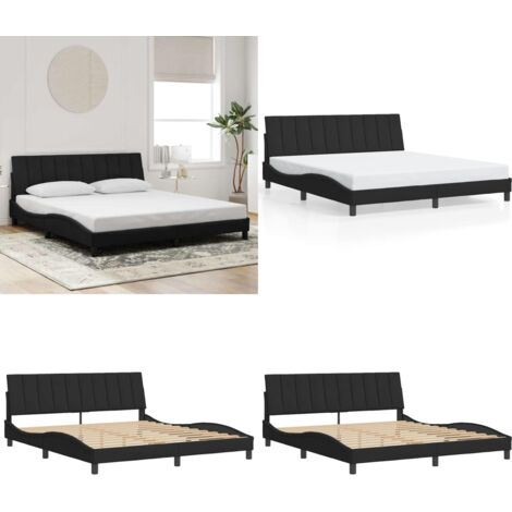 Giroletto senza Materasso Hanko Nero 180x200 cm in Velluto - Materasso - Letto con testiera