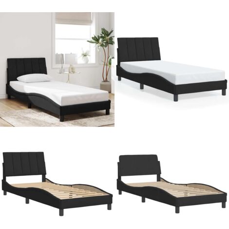 Giroletto senza Materasso Hanko Nero 90x200 cm in Velluto - Materasso - Letto con testiera