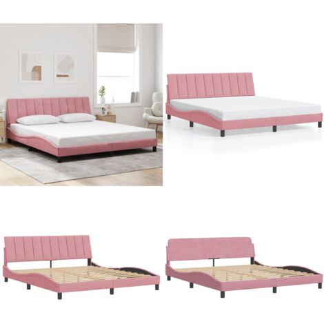 Giroletto senza Materasso Hanko Rosa 180x200 cm in Velluto - Materasso - Letto con testiera