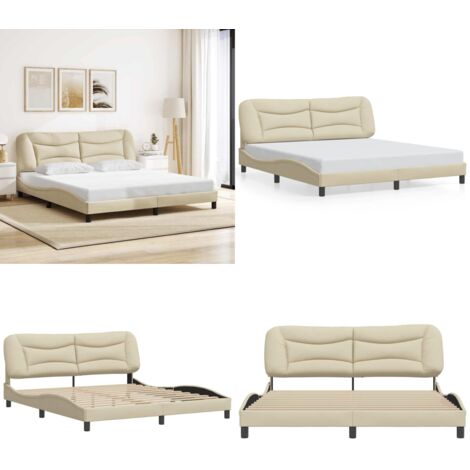 Giroletto senza Materasso Hvar Crema 180x200 cm in Tessuto - Materasso letto - Letto con testiera