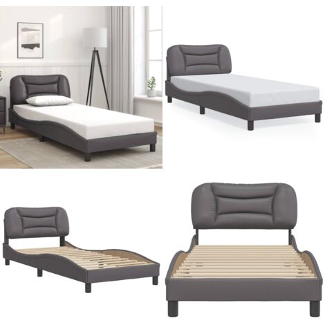 Giroletto senza Materasso Hvar Crema 90x200 cm in Similpelle - Letto con testiera - Cuscino per testiera