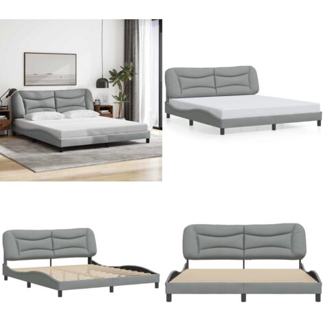 Giroletto senza Materasso Hvar Grigio Chiaro 180x200 cm Tessuto - Materasso letto - Letto con testiera