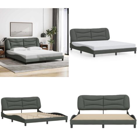Giroletto senza Materasso Hvar Grigio Scuro 180x200 cm Tessuto - Materasso letto - Letto con testiera