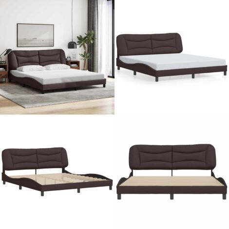 Giroletto senza Materasso Hvar Marrone Scuro 180x200 cm Tessuto - Materasso letto - Letto con testiera