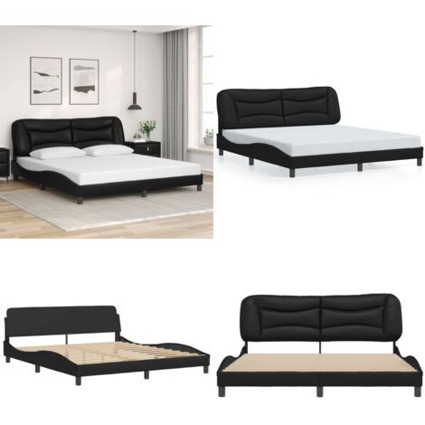 Giroletto senza Materasso Hvar Nero 180x200 cm in Similpelle - Letto con testiera - Materasso