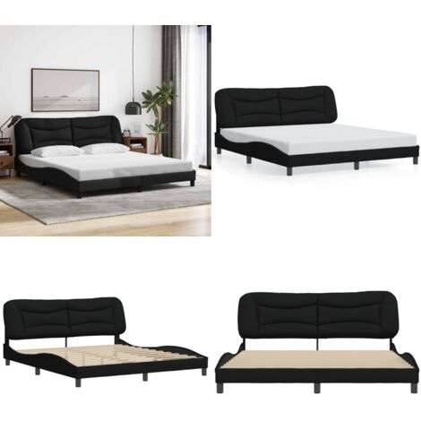 Giroletto senza Materasso Hvar Nero 180x200 cm in Tessuto - Materasso letto - Letto con testiera