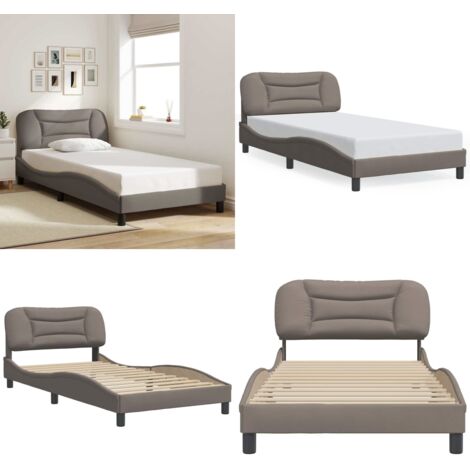 Giroletto senza Materasso Hvar Tortora 100x200 cm in Tessuto - Materasso letto - Letto con testiera