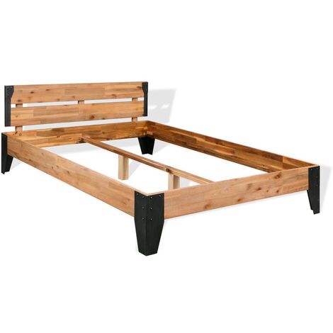 Giroletto senza Materasso in Legno Acacia e Acciaio 152x203 cm vidaXL