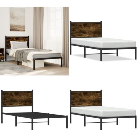 Giroletto senza Materasso in Metallo Rovere Fumo 75x190 cm - Letto in acciaio - Letto con supporto