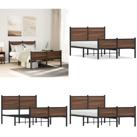 Giroletto senza Materasso in Metallo Rovere Marrone 120x200 cm - Letto senza materasso - Letto in acciaio