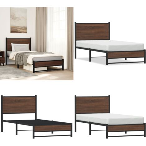 Giroletto senza Materasso in Metallo Rovere Marrone 80x200 cm - Letto con struttura in acciaio - Letto con doghe in metallo