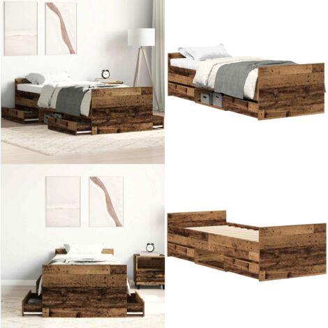 Giroletto senza Materasso Legno Antico 90x190cm in Truciolato - Letto con doghe - Letto in compensato