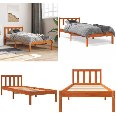 Giroletto senza Materasso Marrone Cera 100x200 cm Legno di Pino - Letto in legno - Letto con doghe