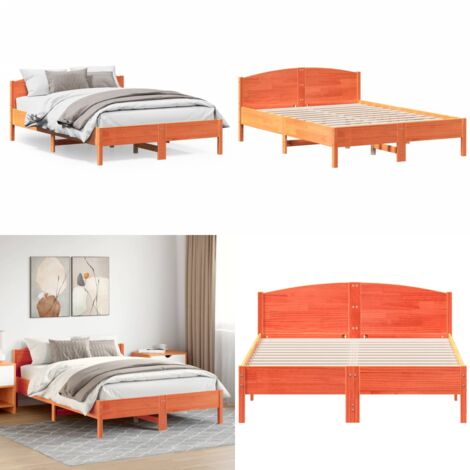 Giroletto senza Materasso Marrone Cera 140x200cm Massello Pino - Letto in legno - Letto con materasso