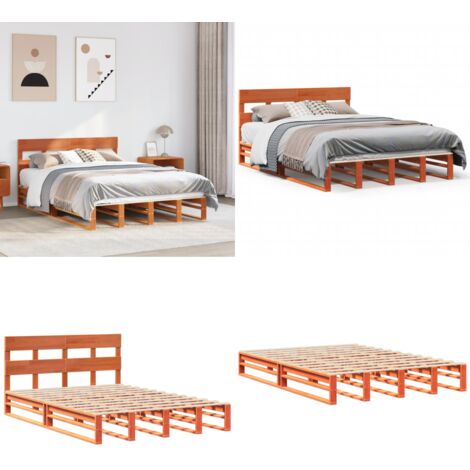 Giroletto senza Materasso Marrone Cera 140x200cm Massello Pino - Letto in legno - Letto senza materasso