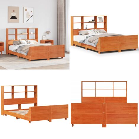 Giroletto senza Materasso Marrone Cera 140x200cm Massello Pino - Testiera letto - Letto con testiera