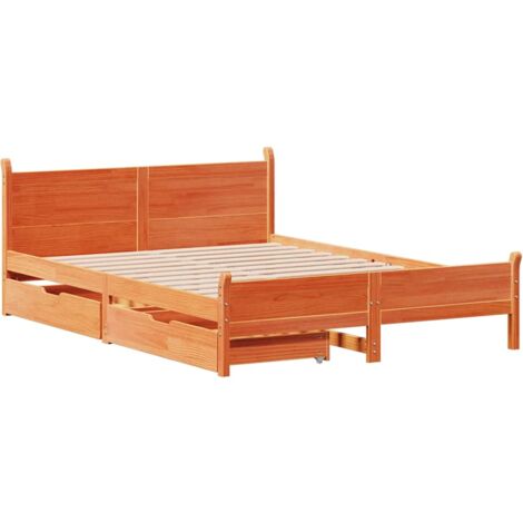 Giroletto senza Materasso Marrone Cera 140x200cm Massello Pino vidaXL
