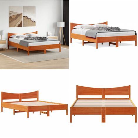 Giroletto senza Materasso Marrone Cera 150x200 cm Legno di Pino - Letto in legno - Letto con materasso