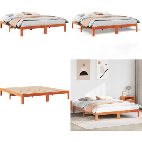 Giroletto senza Materasso Marrone Cera 160x200 cm Legno di Pino - Letto con telaio in legno - Letto matrimoniale