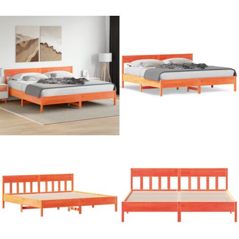 Giroletto senza Materasso Marrone Cera 180x200 cm Legno di Pino - Letto in legno - Letto con materasso