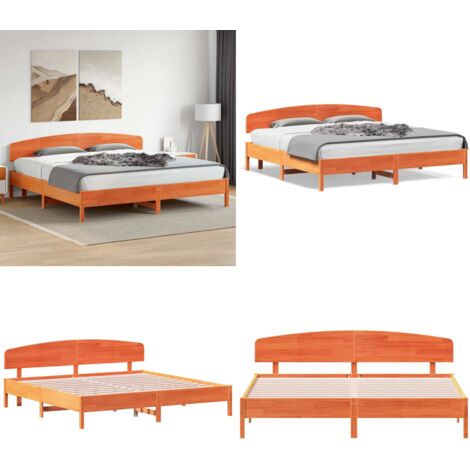 Giroletto senza Materasso Marrone Cera 180x200 cm Legno di Pino - Letto in legno - Letto senza materasso