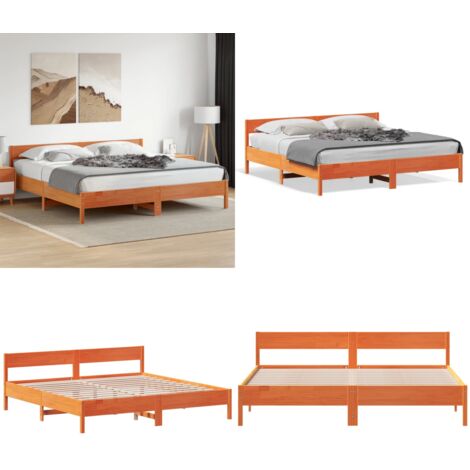 Giroletto senza Materasso Marrone Cera 180x200 cm Legno di Pino - Letto in legno - Letto senza materasso