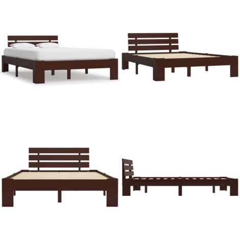 Giroletto senza Materasso Marrone Scuro 140x200 cm Legno Pino - Letto in legno - Letto marrone scuro