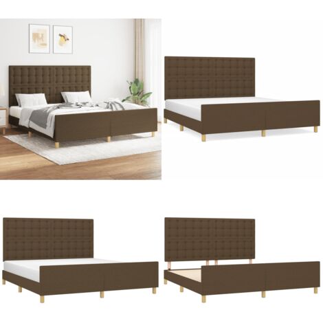 Giroletto senza Materasso Marrone Scuro 160x200 cm Tessuto - Testiera per letto - Letto con testiera