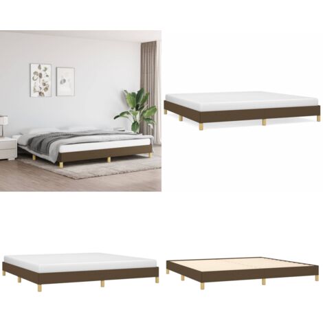 Giroletto senza Materasso Marrone Scuro 200x200 cm in Tessuto - Letto con doghe - Materasso per camera da letto