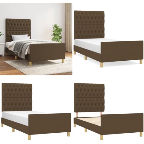Giroletto senza Materasso Marrone Scuro 90x190 cm Tessuto - Letto con testiera - Testiera per letto