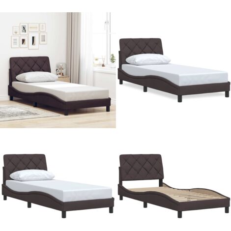 Giroletto senza Materasso Marrone Scuro 90x190 cm Tessuto - Materasso per letto - Testiera per letto