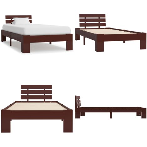 Giroletto senza Materasso Marrone Scuro 90x200 cm Legno Pino - Letto in legno - Letto marrone scuro