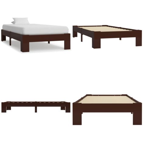 Giroletto senza Materasso Marrone Scuro 90x200 cm Legno Pino - Letto in legno - Letto senza materasso