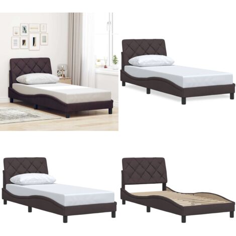 Giroletto senza Materasso Marrone Scuro 90x200 cm Tessuto - Materasso per letto - Testiera per letto