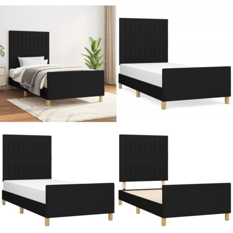 Giroletto senza Materasso Nero 100x200 cm in Tessuto - Testiera per letto - Letto con testiera